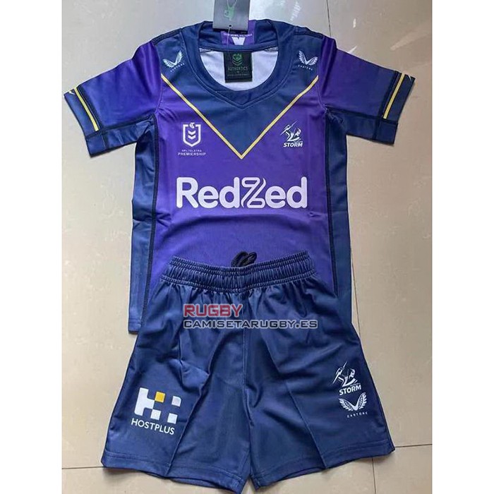 Camiseta Ninos Kit Melbourne Storm Rugby 2021 Local